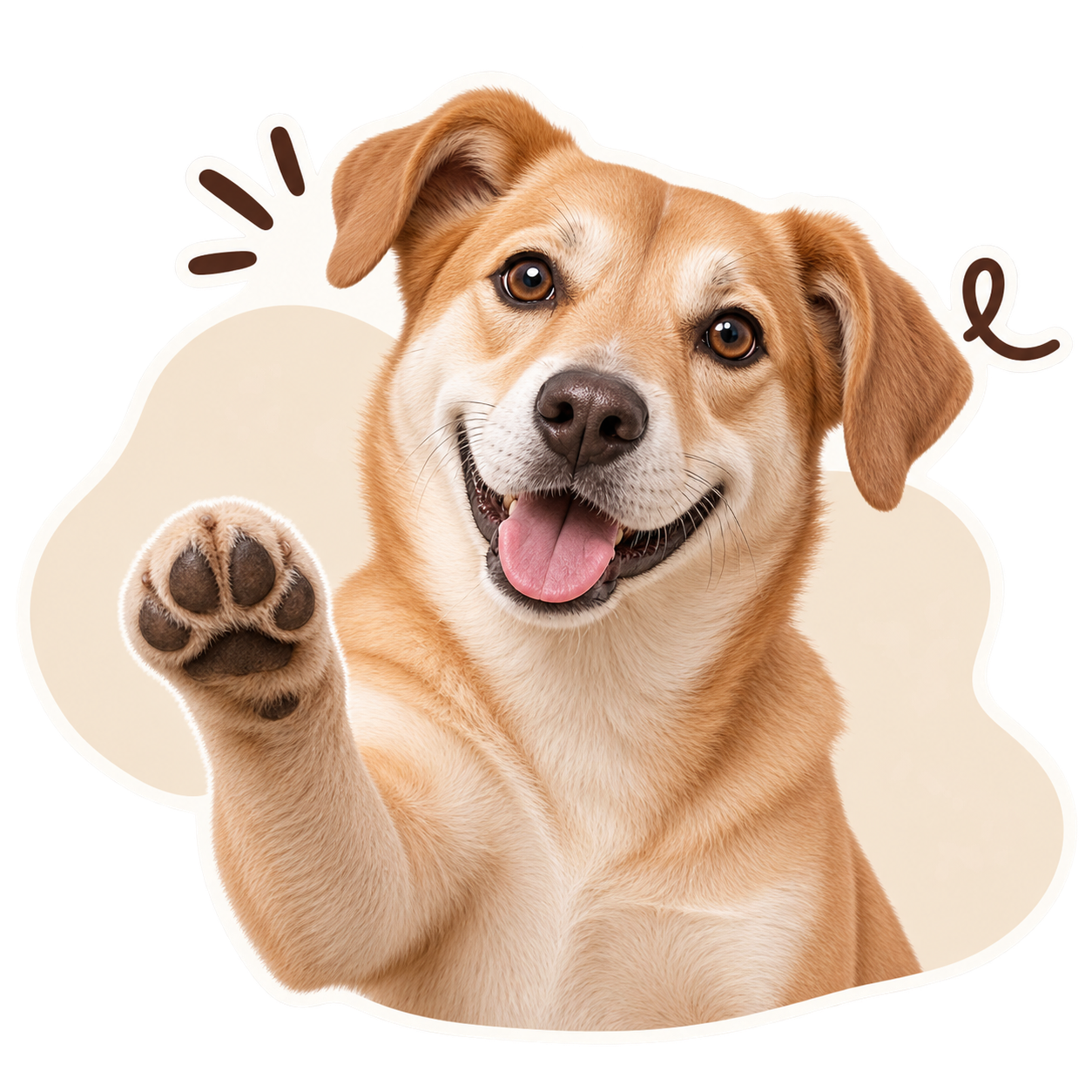 Ilustración de un perro levantando la pata para saludar
