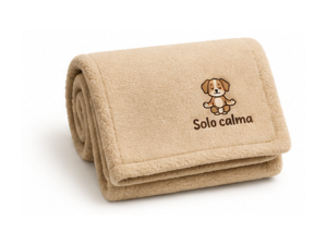 Manta de refugio en tejido polar beige con el logotipo bordado